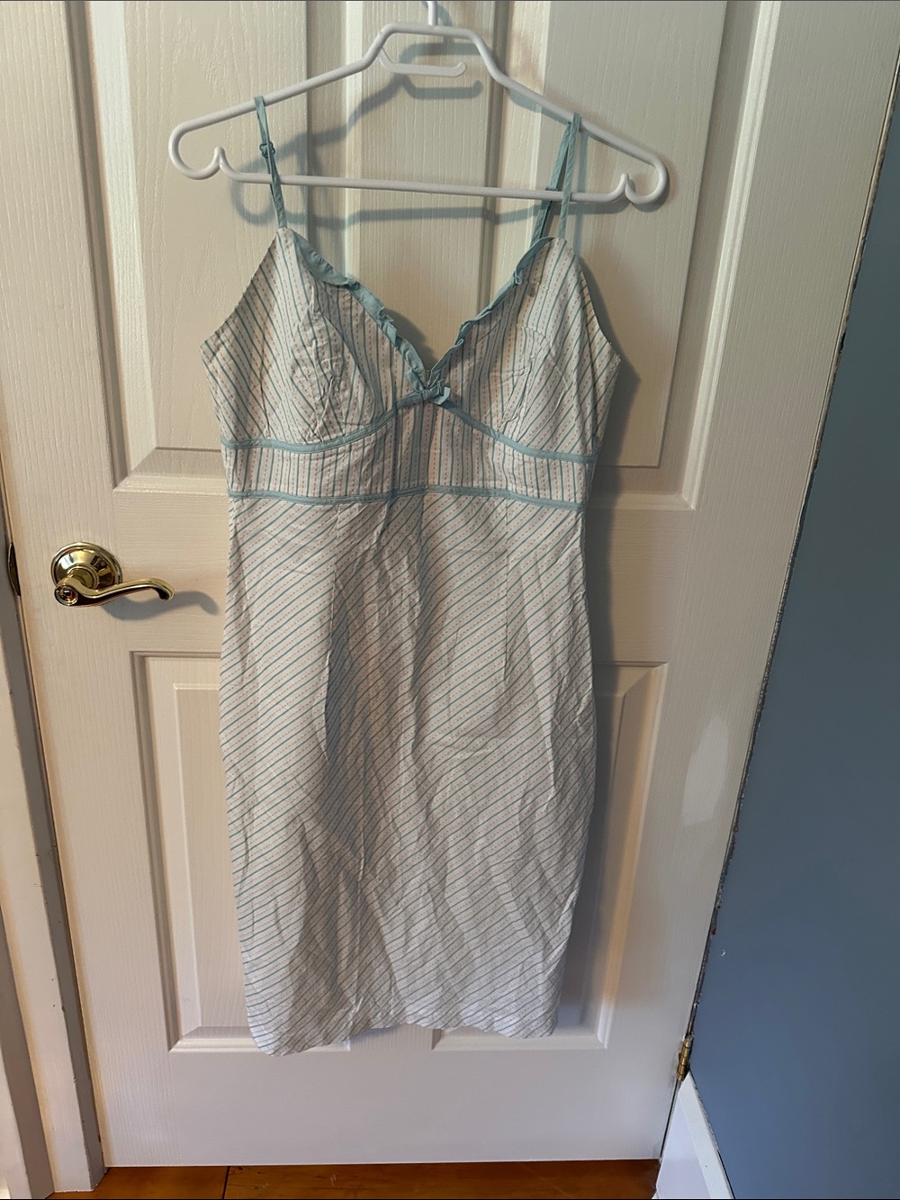 Light Blue Striped Slip Dress -